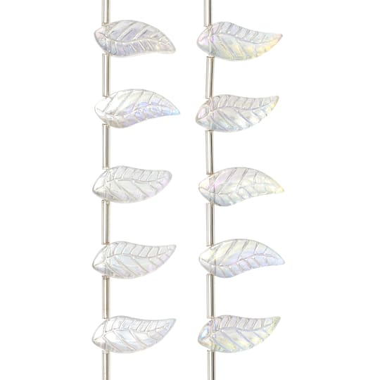 Clear Aurora Borealis Glass Leaf Beads, 17mm by Bead Landing&#x2122;